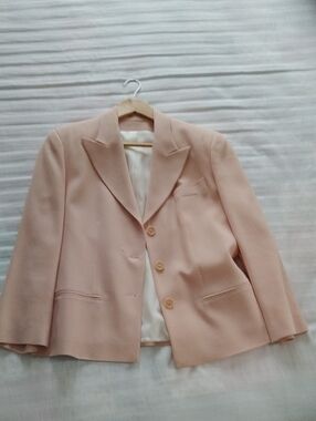 Burberry Pale Blush Pink Tailored Blazer Jacket